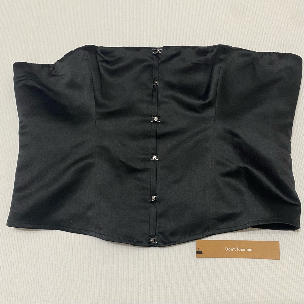 Reformation Jaclyn Satin Corset Top Black